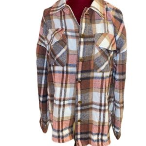 COPY - De Sepreso Brown & Rust Plaid Flap-Pocket Shacket (M) NWT